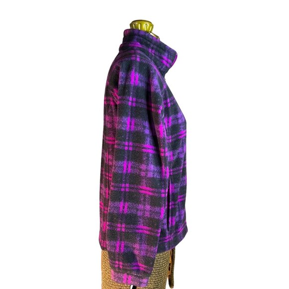 Columbia Youth Purple Plaid Full-Zip Fleece Jacket Size L - Picture 2 of 6